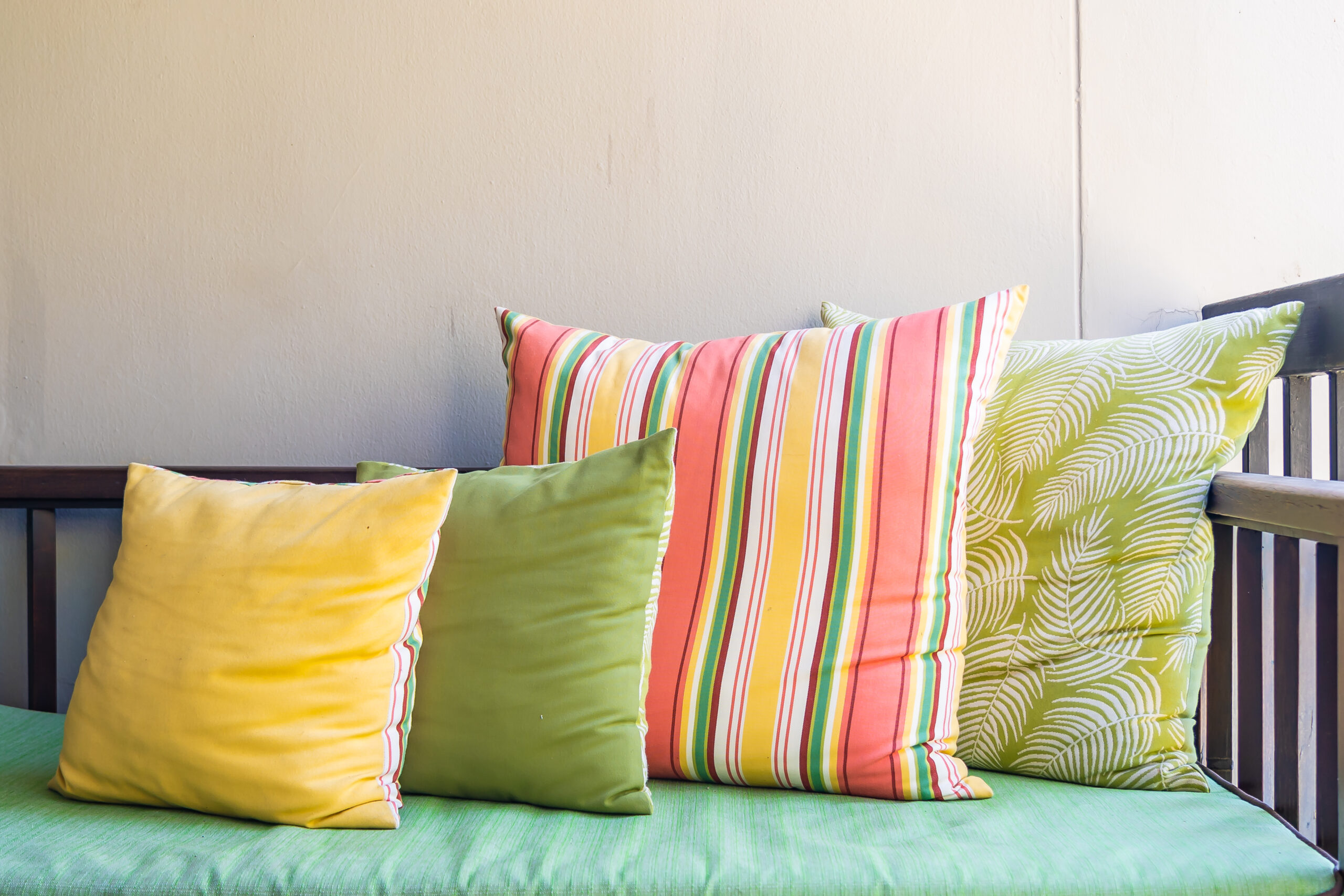 Comfortable pillow on sofa chair decoration outdoor patio